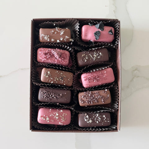20th Anniversary Exotic Salted Caramels : : Ruby Dipped Assortment-Chocolate-Eclipse Chocolate