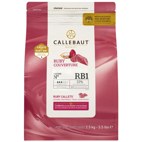 Callebaut 5.5 lb, 33% Ruby Cacao Wafers-Chocolate-Eclipse Chocolate